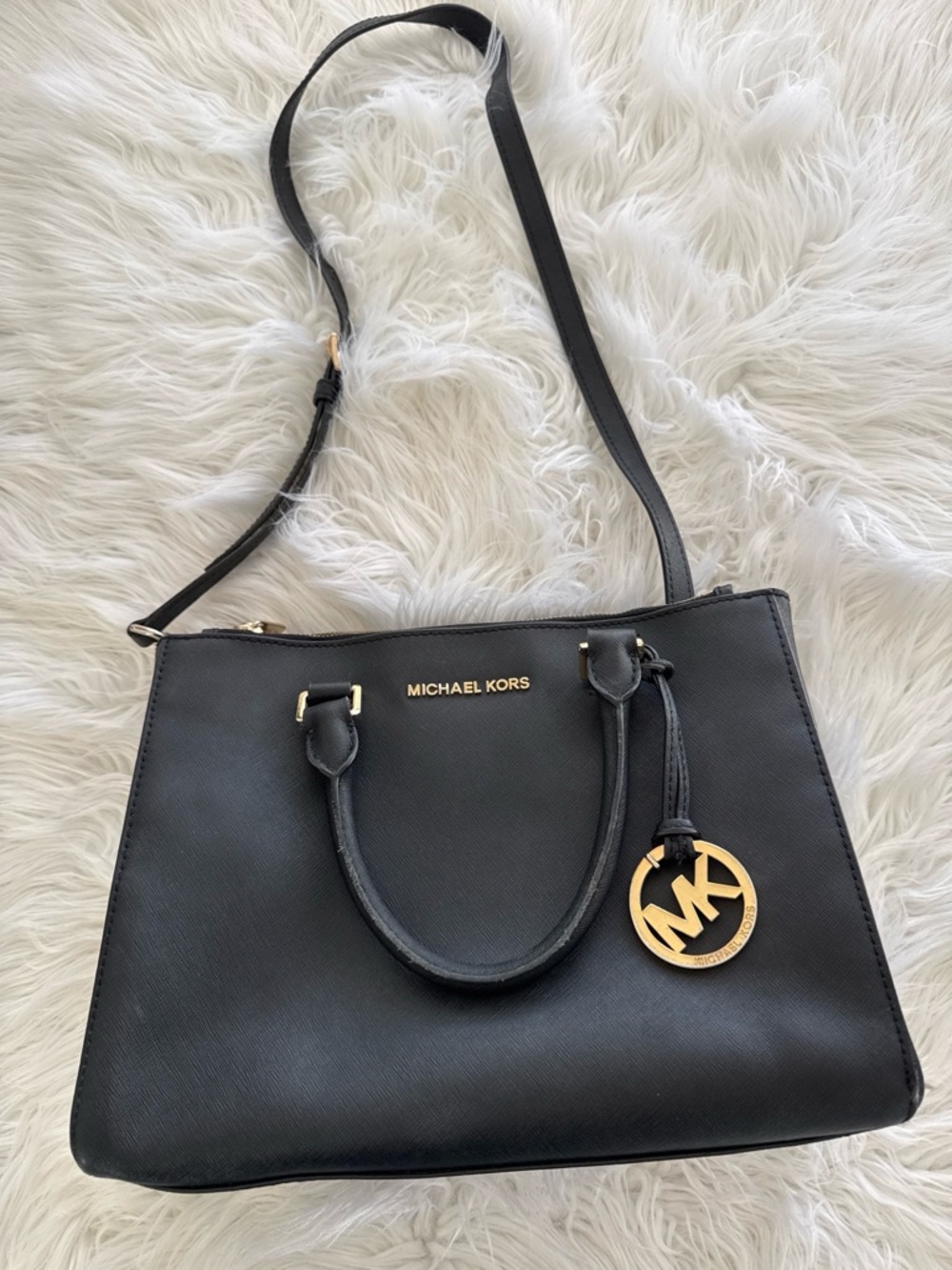 Michael Kors Black Structured Satchel Crossbody Bag